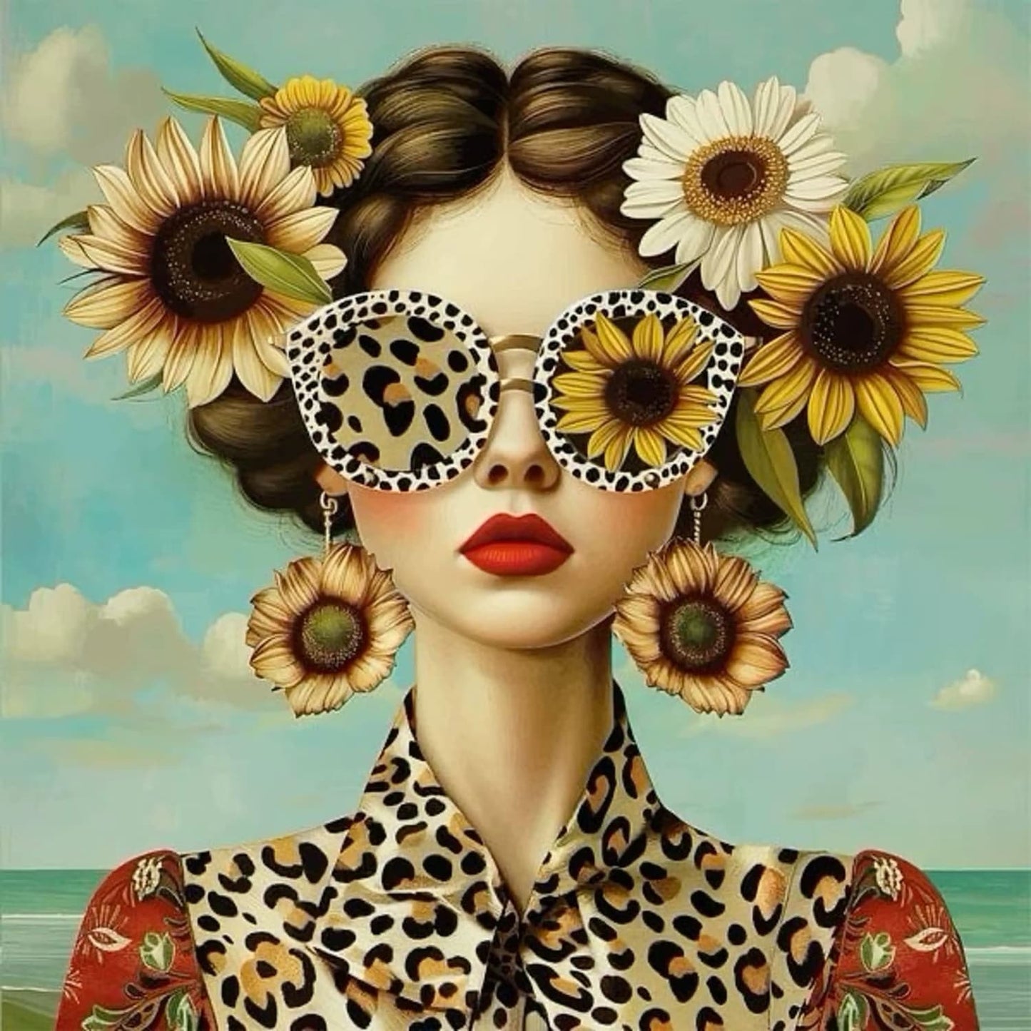 Sunflower Girl | Leopard Print & Rustic Floral