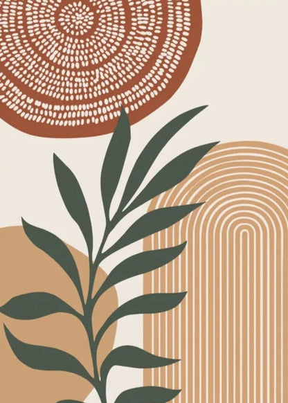 Earth Tones Leaves | Botanical Art Print | Nature Inspired Wall Decor | Modern Minimalist Poster | Home Decor | Neutral Color Palette