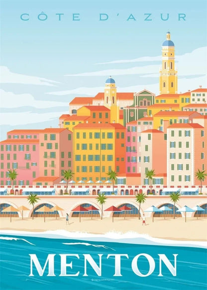 Iconic Destinations Poster | The Beauty of Menton, France | Scenic Wall Art | Stunning Coastal Landscape Decor | Inspirational Travel Print