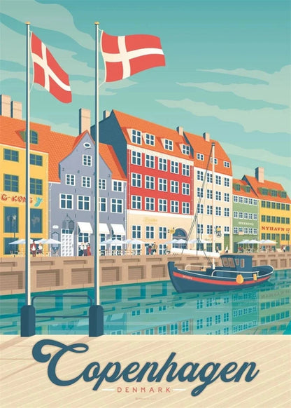 Copenhagen Denmark | Iconic Destinations Poster | Scenic Cityscape Wall Art | Home Decor | Travel Photography