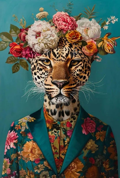 Jungle Koninklijkheid | Elegante Feline met Parels