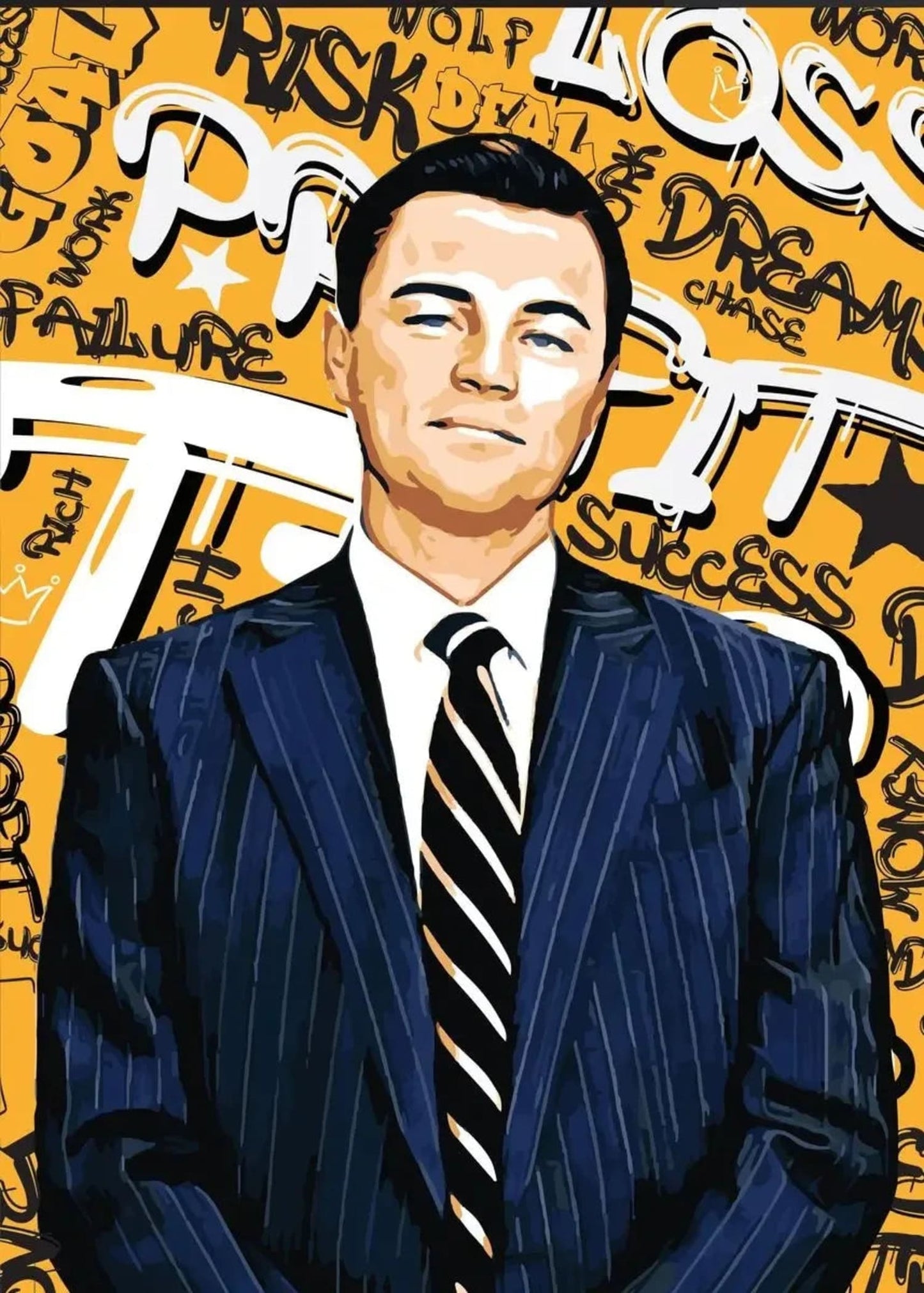 Leonardo DiCaprio Leinwandposter | Filmklassiker „The Wolf of Wall Street“ | Wandkunst-Dekordruck für Zuhause