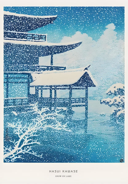 Hasui Kawase | Sneeuw op het Meer | Vintage Ukiyo-e Winterlandschap