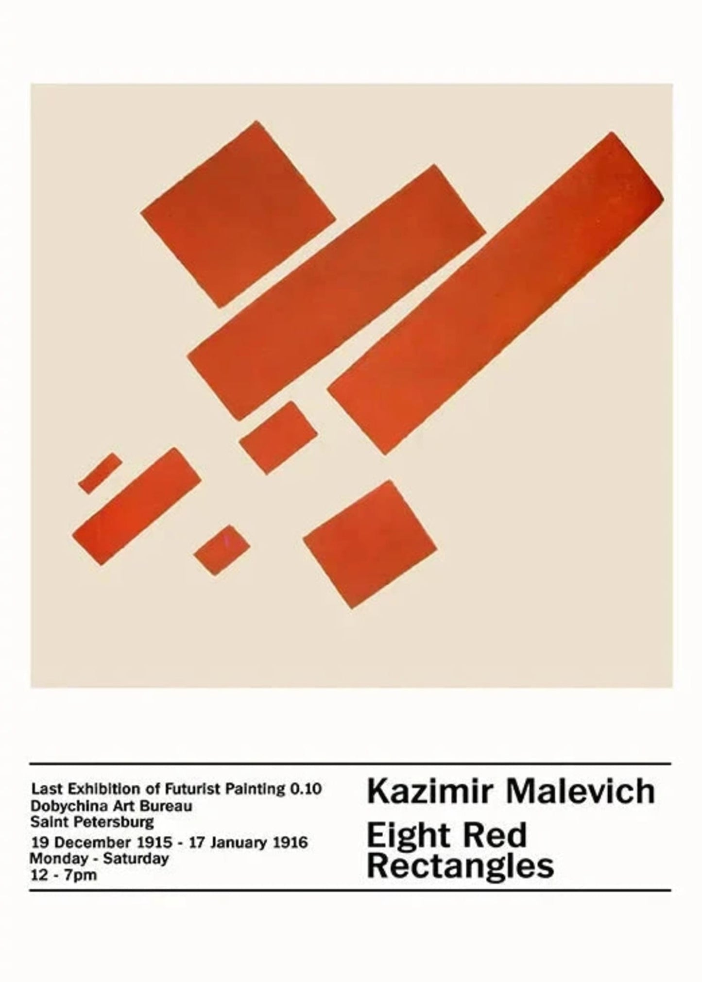 Kazimir Malevich Poster | Eight Red Rectangles Art Print | Abstract Geometric Artwork | Home Wall Decor | Fine Art Reproduction