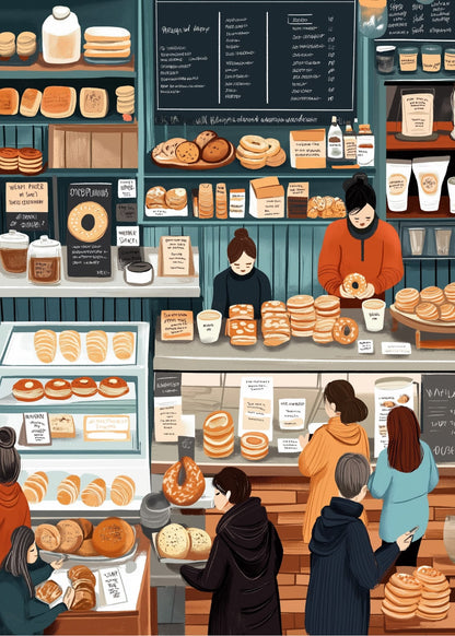 Artisan Bakery Illustration | Warm-Toned Breads & Pastries