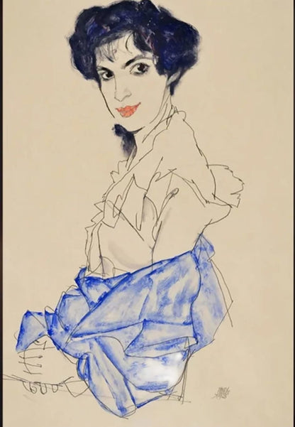 Egon Schiele | Ausdrucksstarkes Porträt | Erdige Farbtöne