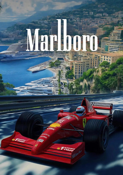 Vintage Formel 1 | Großer Preis von Monaco | F1-Rennplakat | Ferrari F310B | Michael Schumacher | Marina von Monte Carlo