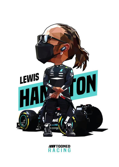 Cartoon Lewis Hamilton Helm | F1 Racing Kunst