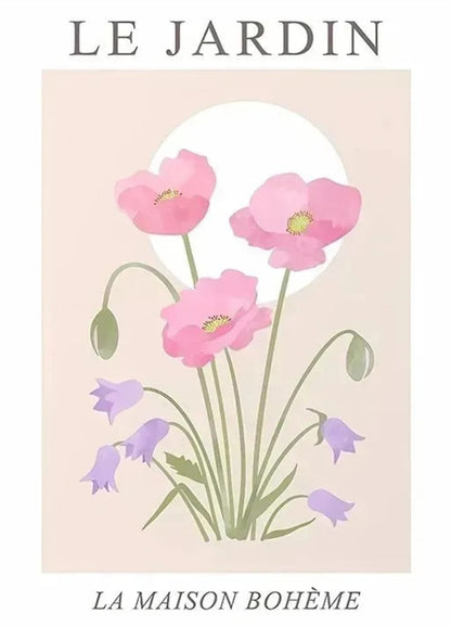 Roze Klaprozen & Paarse Bellenvlinders | Les Fleurs Bloemkunst