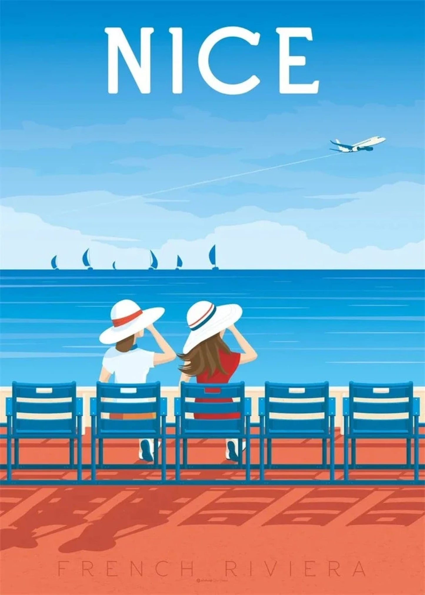 Iconic Destinations Poster | The Beauty of the Sea in Nice France | Coastal Ocean View Artwork | Travel Landscape Wall Art