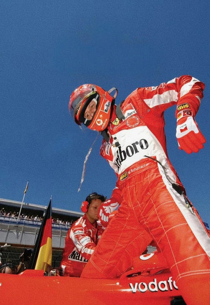 Monaco Formel 1 Poster | Vintage Grand Prix Rennkunst | Ferrari F2000 | Vodafone | Michael Schumacher Grid Szene