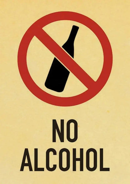 Vintage-Schild „Kein Alkohol“ | Retro-Dekoration