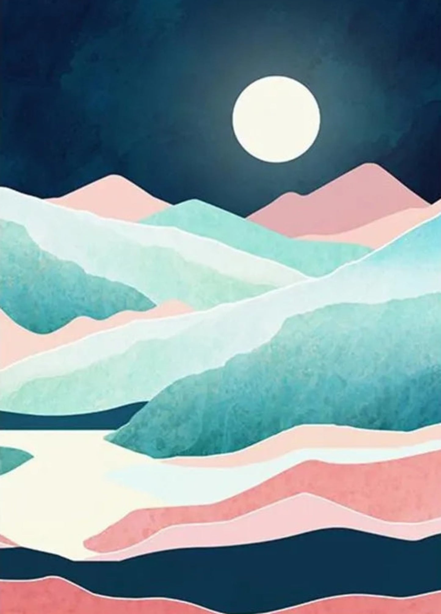 Abstraktes Berglandschaftsposter | Blaues malerisches Wanddekor