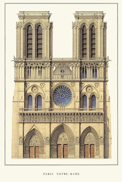 Kathedrale Notre-Dame | Paris | Frankreich | Ikonische gotische Architektur | Europäische Kathedralen | Architekturkunst-Poster